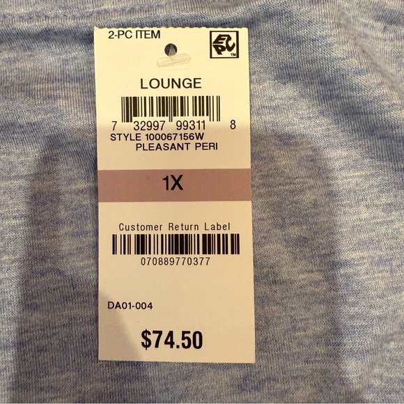 Charter club 2 piece‎ lounge pajama set blue embroidered NWT 1X - Picture 5 of 5
